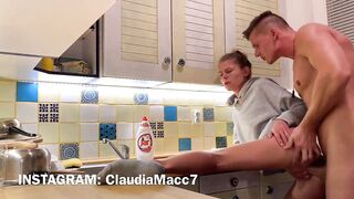 fucking in the kitchen and creampie