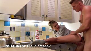 fucking in the kitchen and creampie