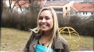In a small passageway the blonde gets touched and fucked by a stranger for money