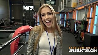 Stud trainer bangs hot reporter Alexis than his trainee Cherry