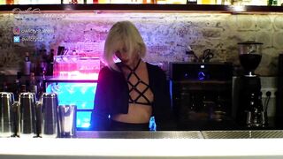 Barmaid sucked a big dick in the bar toilet