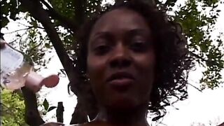 Ebony babe and black stud have slippery fuck session