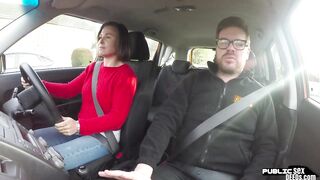 Student driver publicly creampied on backseat