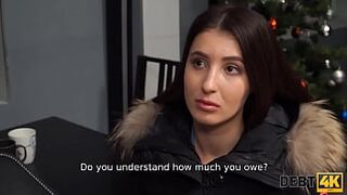 DEBT4k. Girl owes money and she is fucked after the debt collector finds her