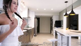 PASSION-HD Hot Brunette Welcomes Sexual Booty Call