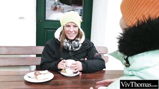 Busty lesbians find warmth from the cold eating each others pussy