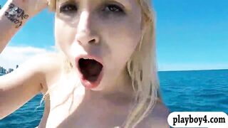 College teen babes groupsex on speedboat