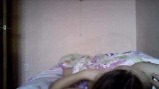 Hacked laptop camera. Girl plays with her big breasts.