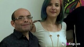 Ugly dad and son prove young schoolgirl Amara that porn isn't always easy
