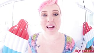 Big tits Miley May POV deepthroat and swallowing cum