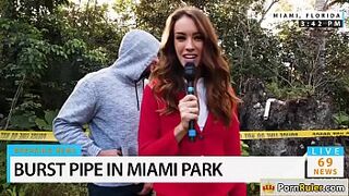 Hot news reporter sucks bystanders dick