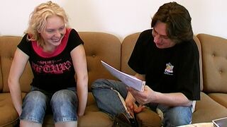 Shy blonde teen is about to get fucked at her first casting
