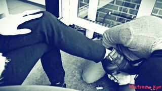 Mistress Shoes Slave licking her High Heels - Mistress Kym
