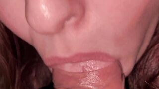Cum in my mouth. Gentle, slow blowjob close-up