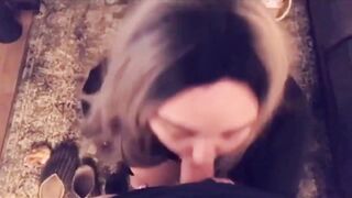 Bbw sucks tinder dates cock and gets cum on her face