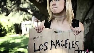 Run away from home teen double pussy fucked after hitchhike