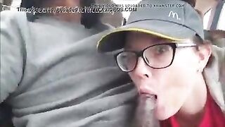 McDonald's employee sucking BBC in parking lot