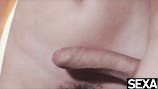 Watch her big natural tits bounce as they get covered in hot cum