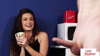 British office voyeur encourages sub to tug