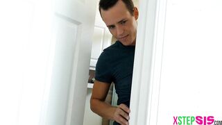 Busted with a hard cock for stepsister made them fuck