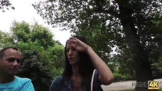 HUNT4K. Guy needs cash so why allows stranger to fuck his cute GF Liliane