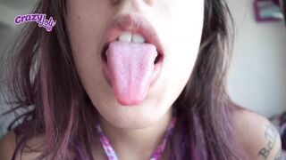 Moaning and showing my long tongue