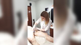 Depilation mistress SugarNadya makes a haircut with a pubic,dick trimmer and anus shaving - I put it on all fours