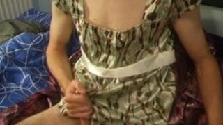 Cumming of light green satin dress