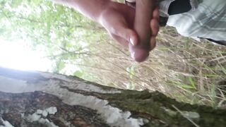 Uncut with strong erection and a huge cumshot