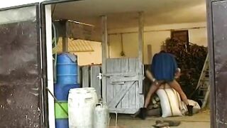 Brunette Lady Farmer Hairy Pussy Barn Fucked