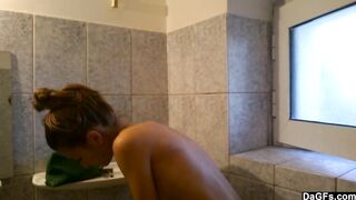 Skinny Girlfriend Shaves And Showers