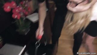 Blonde anal fucked with panties in mouth