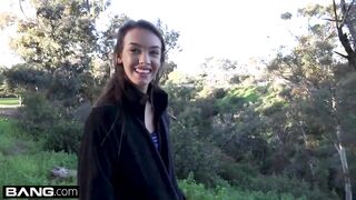 Charity Crawford gets her petite pussy stretched outdoors
