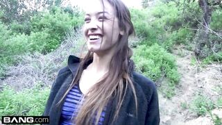 Charity Crawford gets her petite pussy stretched outdoors