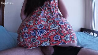 My stepdaughter fucks me in a dress when my girlfriend is not home