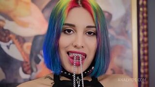 Rainbow Teen Bitch Roxy Lips Vs Tough Nick Rock ! Deep anal balls, slaps, licking male ass, hard NRX074