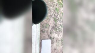 Sucking my cock outside hiding from family