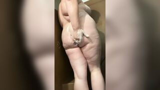Young bbw loses anal virginity to dildo in shower