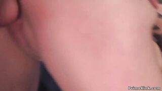 Brunette in waist stock gets whipped