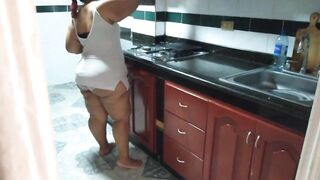 I masturbate while my friend's mom cleans the kitchen