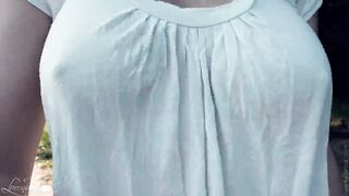 Braless Bouncing Boobs in Shirt While Walking and Running 4