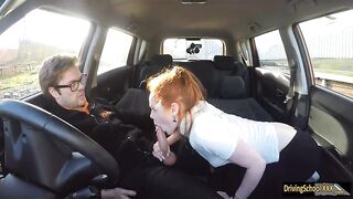 Redhead teen Ella gets boned by her driving instructor