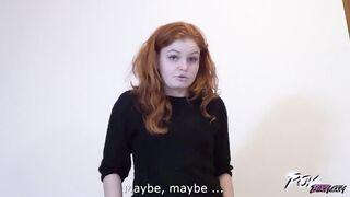 Hairy redhead learn how to use condom before get cum on pussy