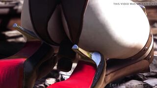 heavy rubber man bondage and fuck with his three latex siste