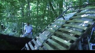 Forest threesome with Papy fucking doll