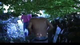 Forest threesome with Papy fucking doll