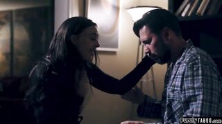 Brunette threesome with guy n Aura doll