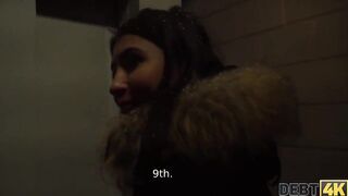 Debt4k. Only super-hot body and skileld mouth help girl to avoid arrest