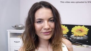 Dark-haired beauty cums hard while riding your fat cock