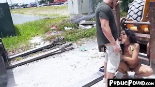 Hottest petite Holly Hendrix ass railed in public
